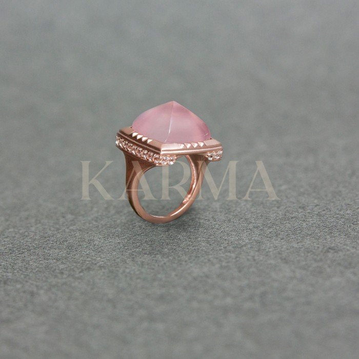 Rose Gold Plated Sterling Silver Ring With Rose Quartz